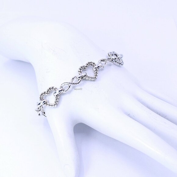 John Hardy JAI Infinite Love Heart Link Sterling Silver Bracelet, 19g XS - Picture 4 of 13